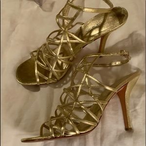 Via Spiga Metallic Gold leather cage sandal 8.5